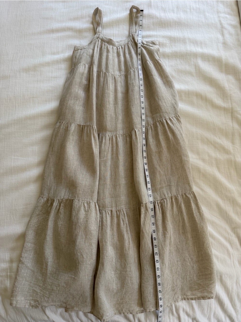 Anthropologie Laude The Label Strappy Tiered Natural Linen Maxi Dress Size XS - Picture 15 of 15